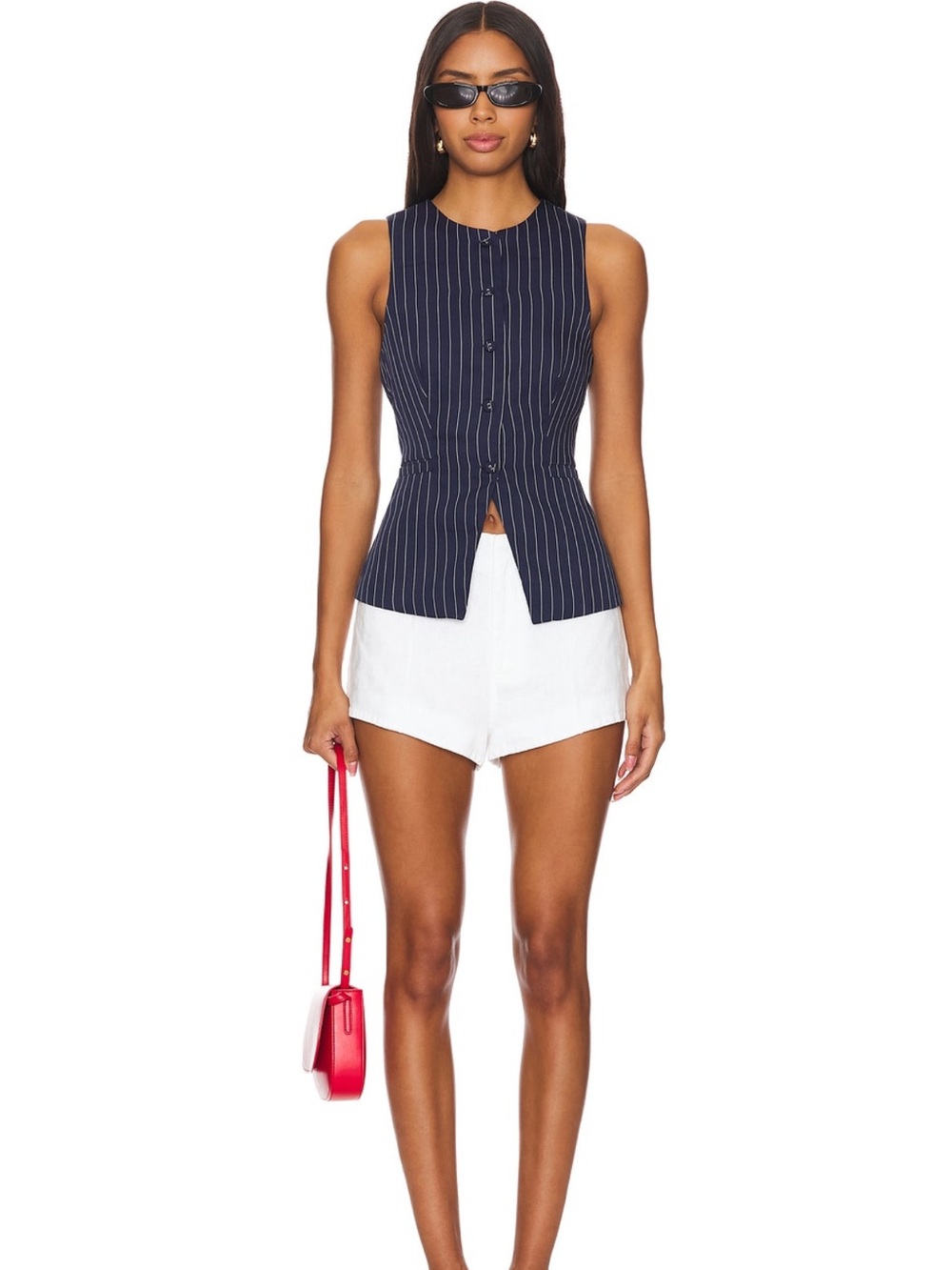All The Ways x Revolve Jianna Vest in Navy and White